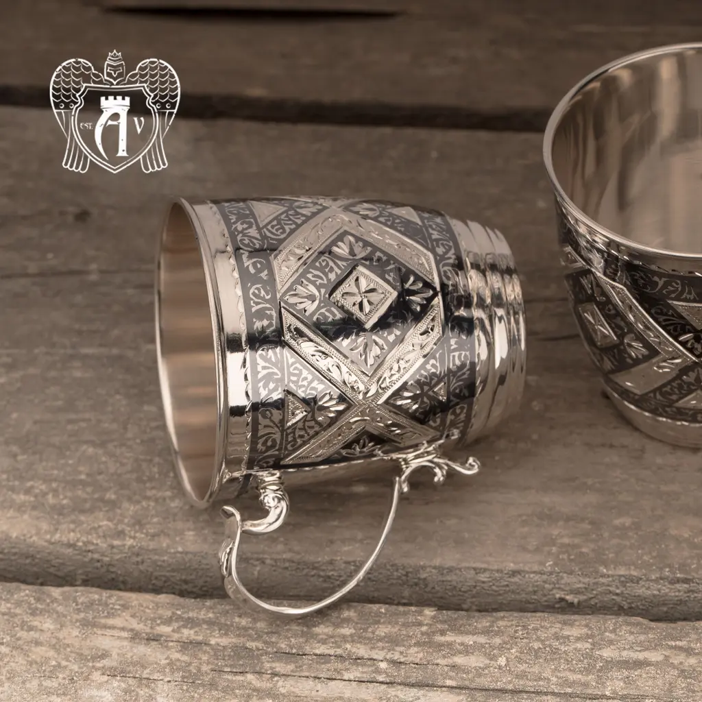 Кружки из серебра «Фалько» 2 шт - фото 2