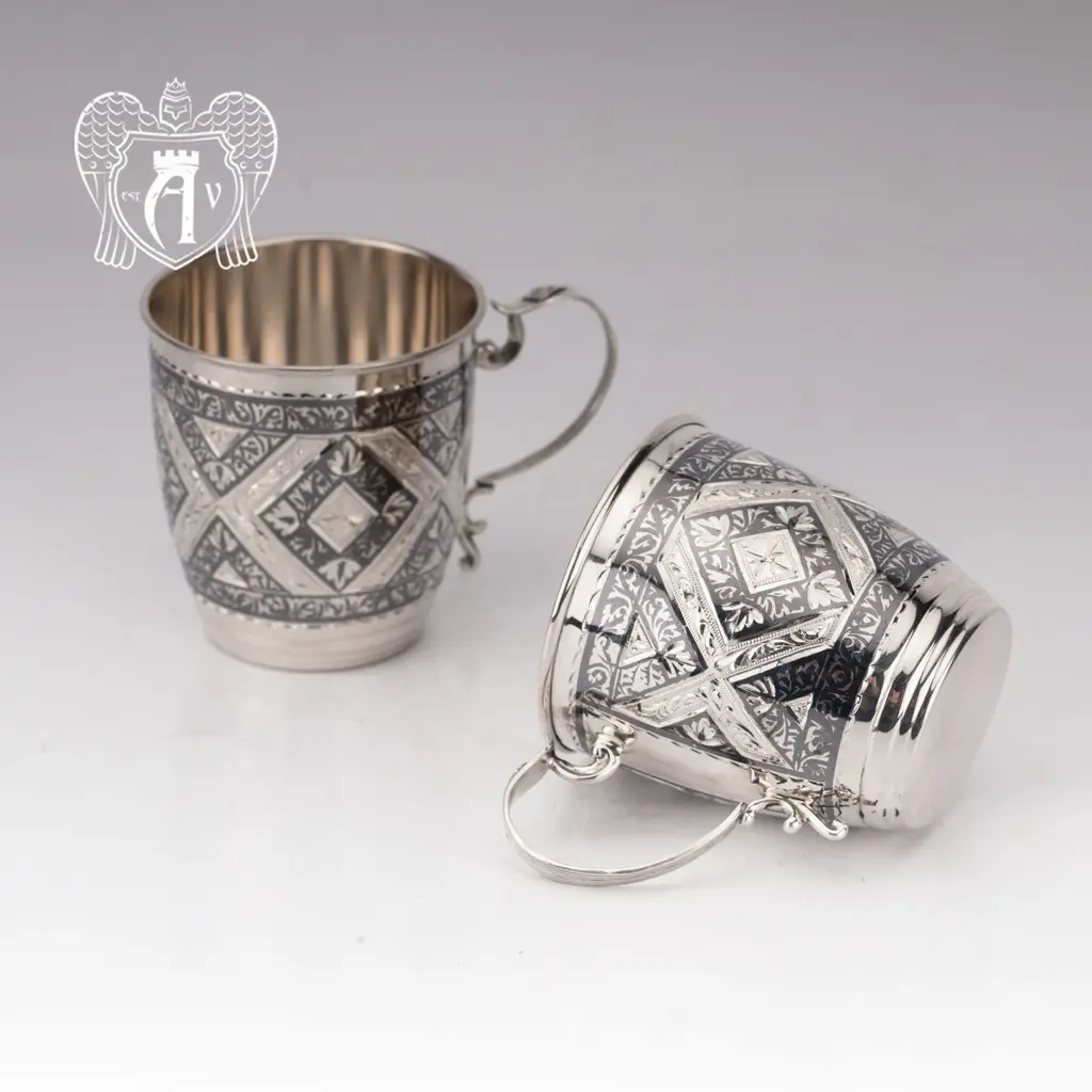 Кружки из серебра «Фалько» 2 шт - фото 6