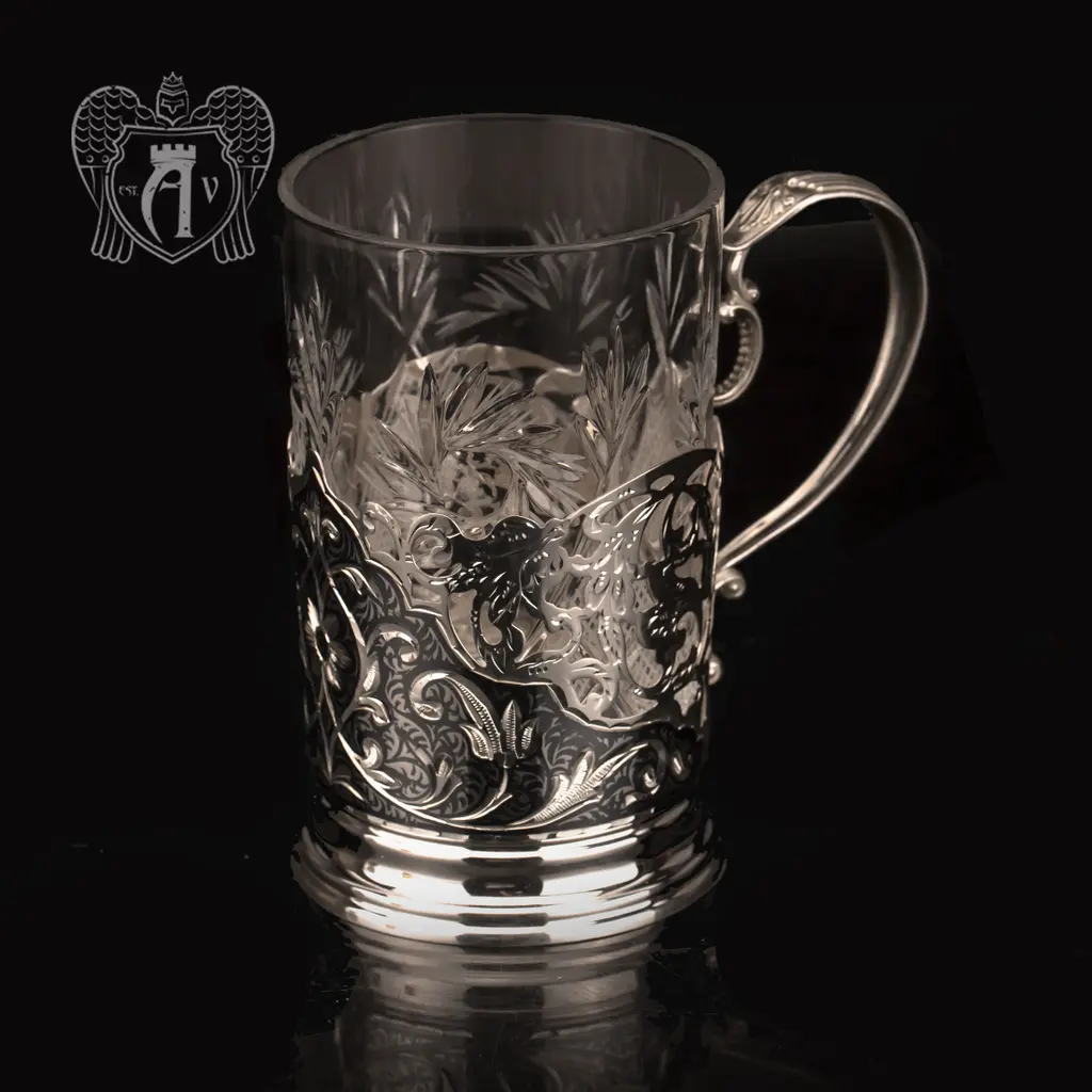 Подстаканник из серебра  «Бонд» с ложкой - фото 2