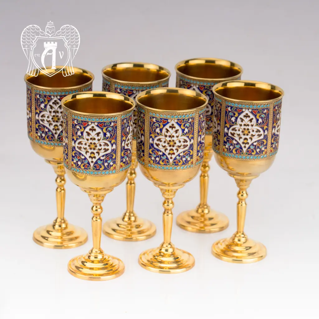 Бокалы серебряные «Авалон» с золочением 6 шт - фото 3