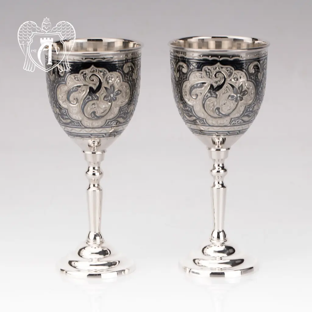 Бокалы из  серебра  «Камелия» 2 шт - фото 2