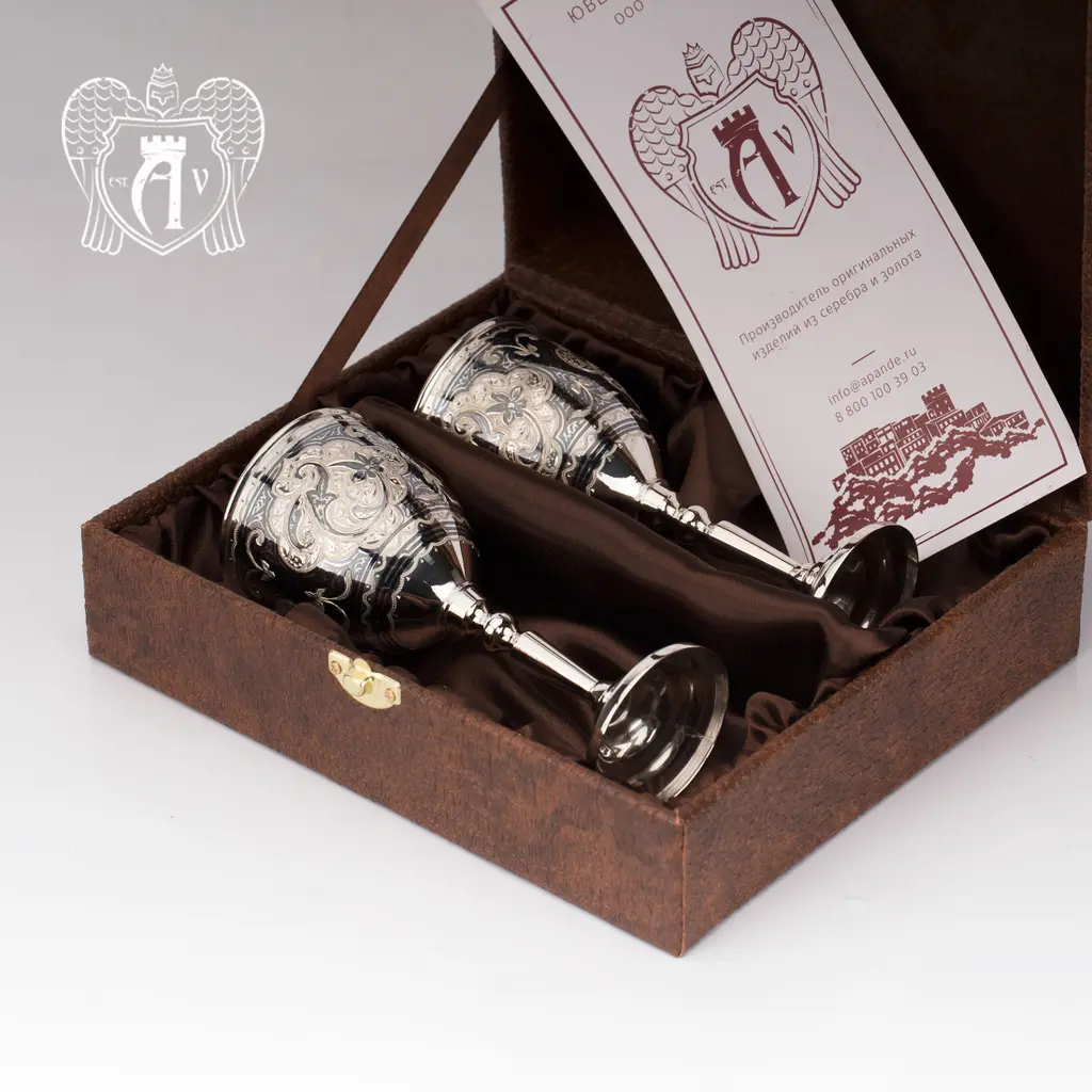 Бокалы из  серебра  «Камелия» 2 шт - фото 3