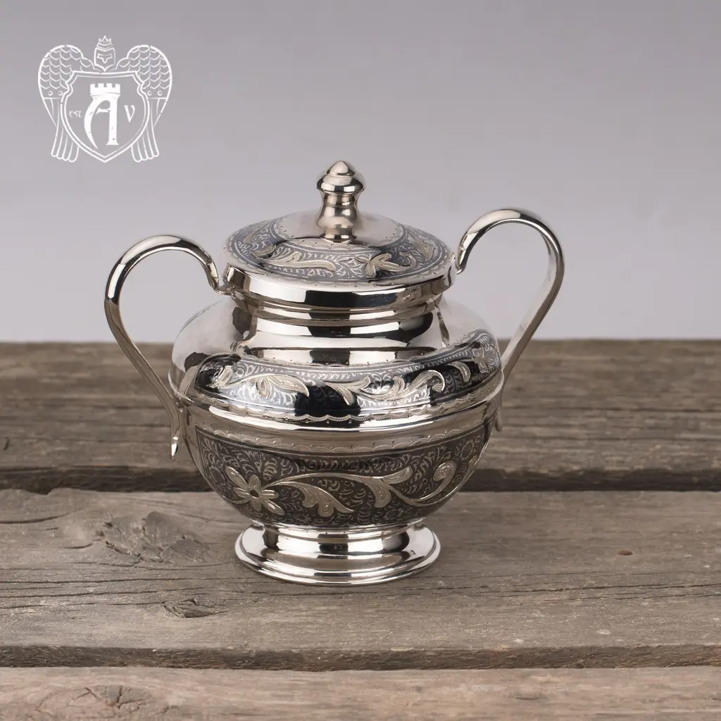 Сахарница серебряная с ручками  «Сильвия» - фото 2