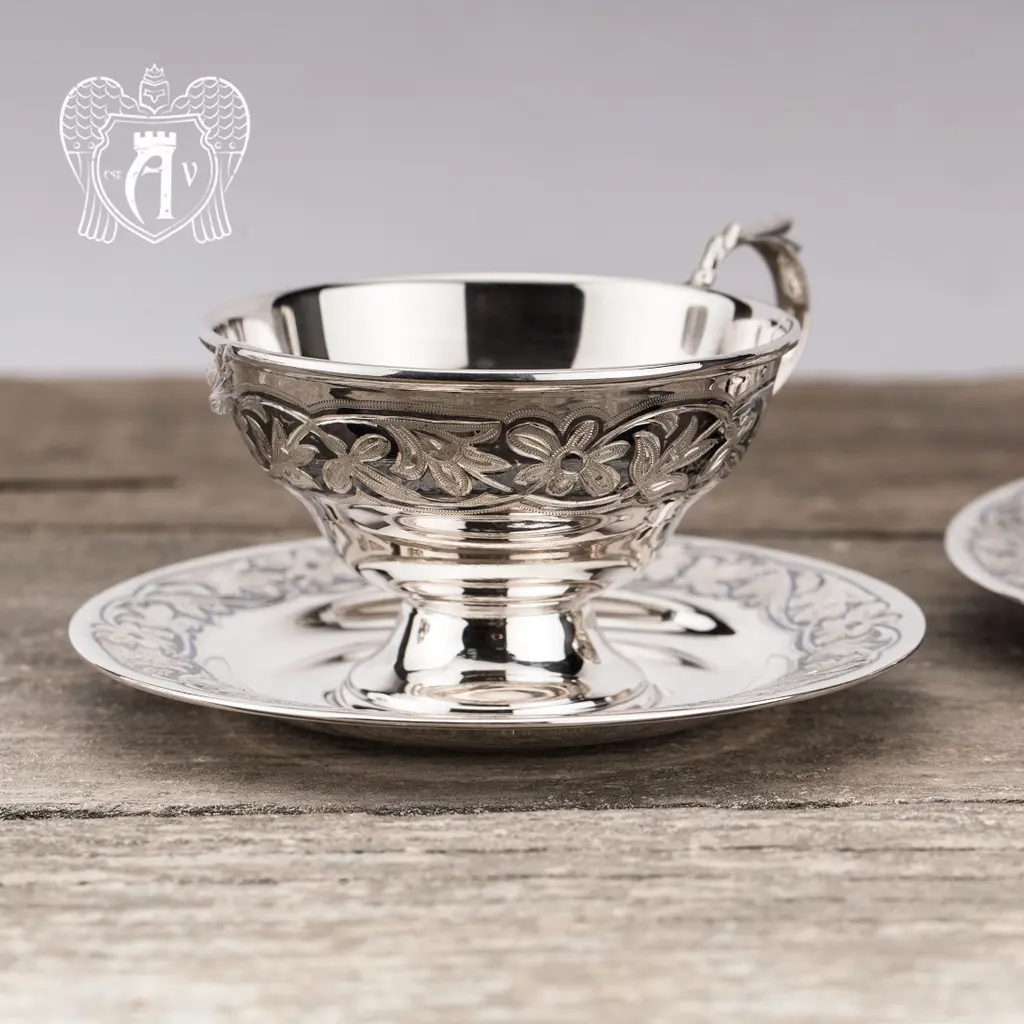 Чашка с блюдцем из серебра «Злата» - фото 3