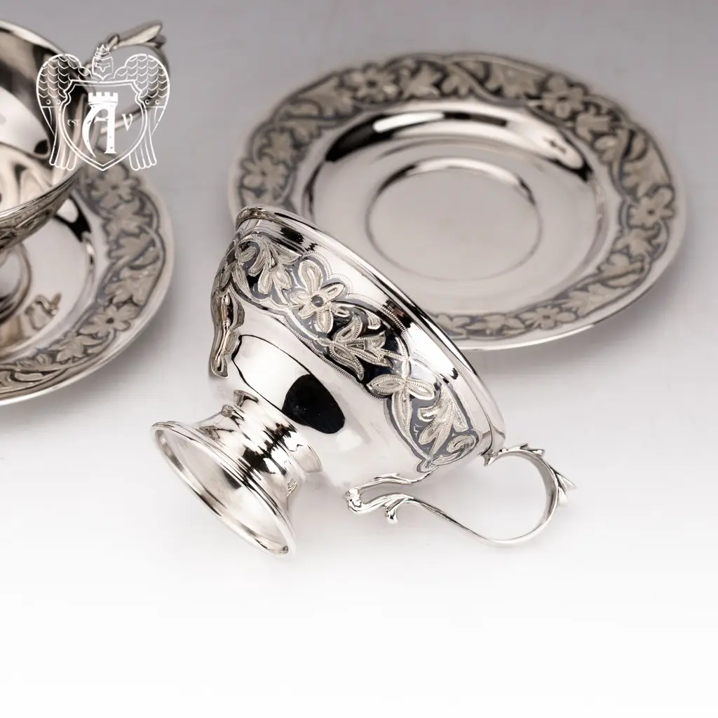 Набор серебряных чашек  «Злата» 2 шт - фото 5