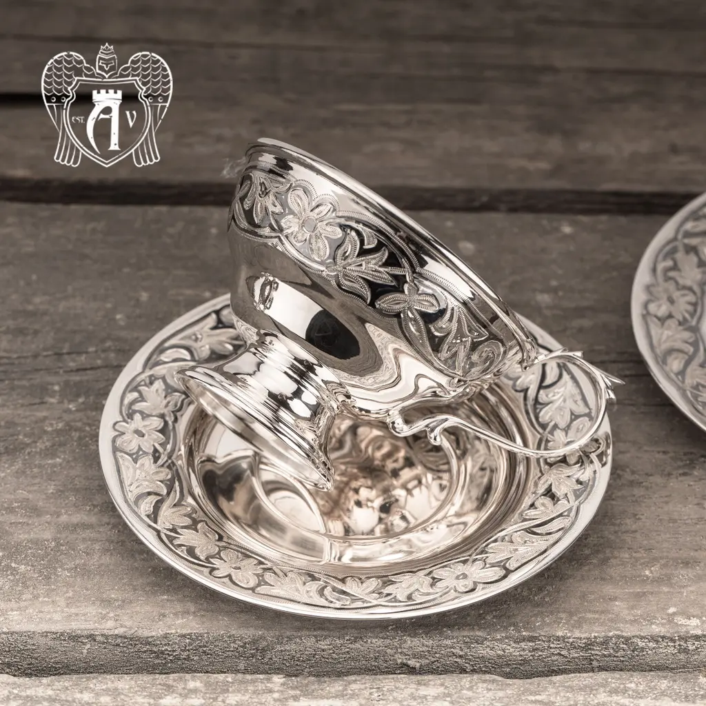 Набор серебряных чашек  «Злата» 2 шт - фото 6