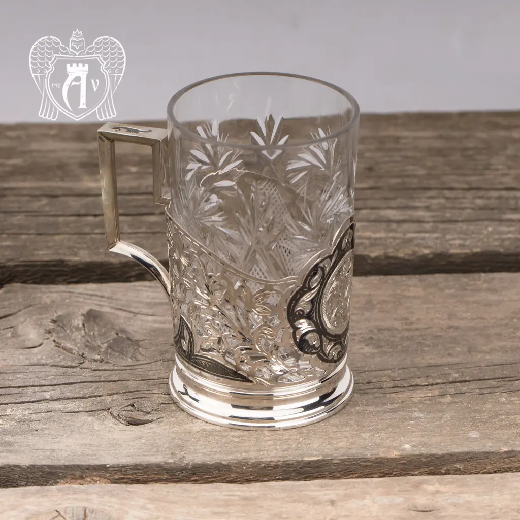 Подстаканник из серебра  «Клод» с ложкой - фото 3