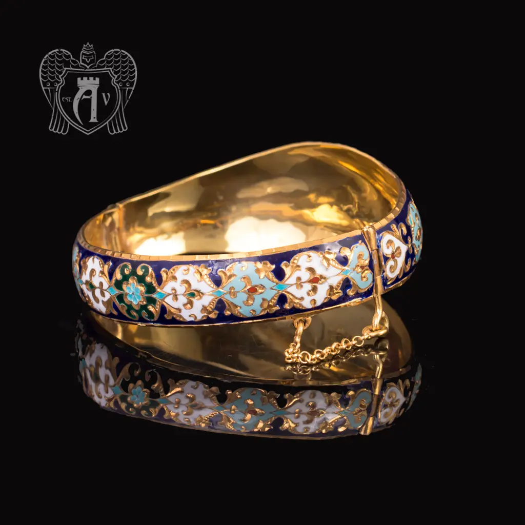 Браслет из серебра «Луиза» с позолотой и эмалью - фото 5