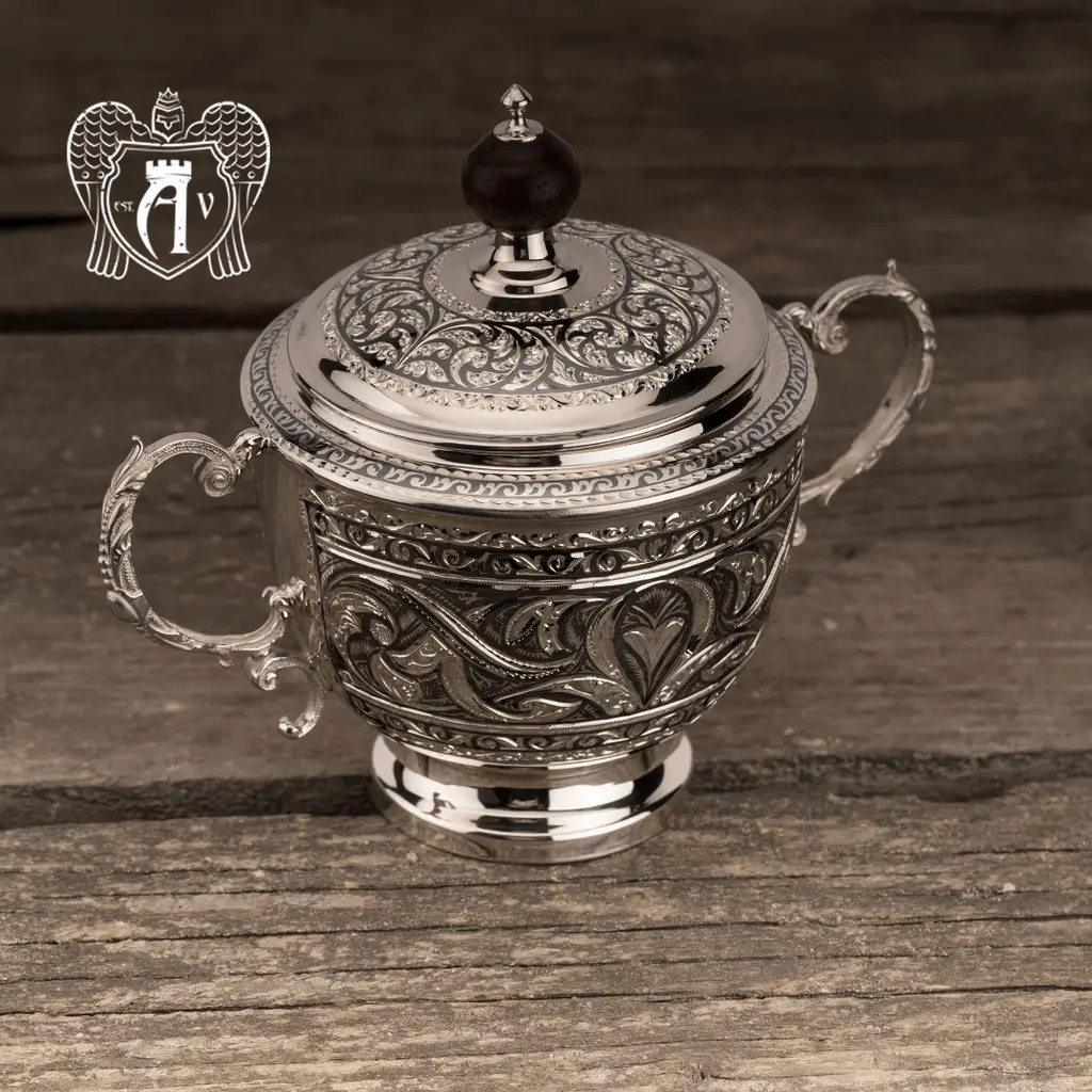 Сахарница серебряная с ручками  «Гренада» - фото 2