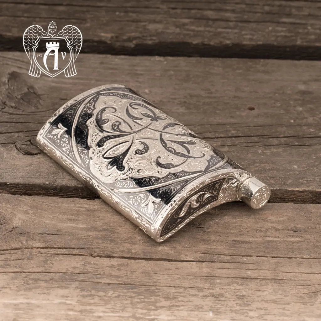 Серебряная фляжка  «Вязь» - фото 4