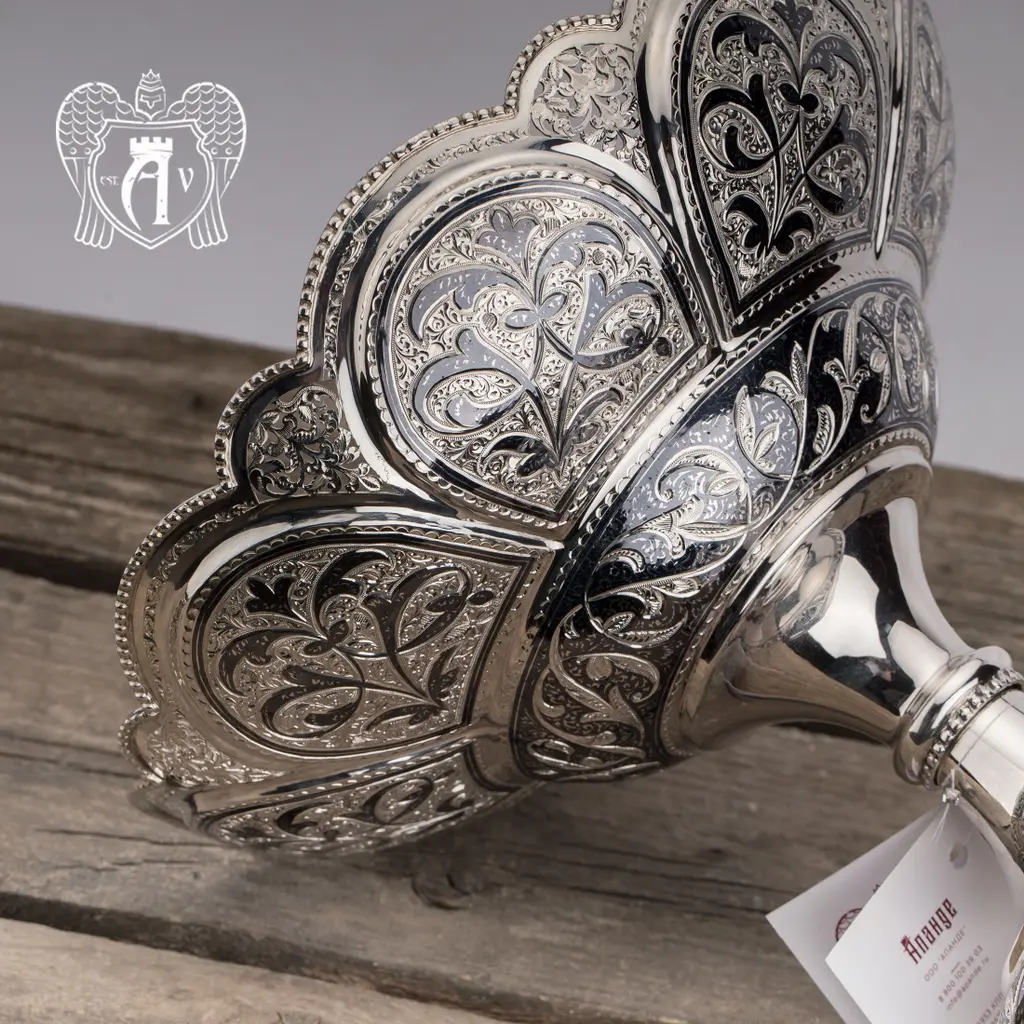 Серебряная ваза для фруктов «Маргарита» - фото 5