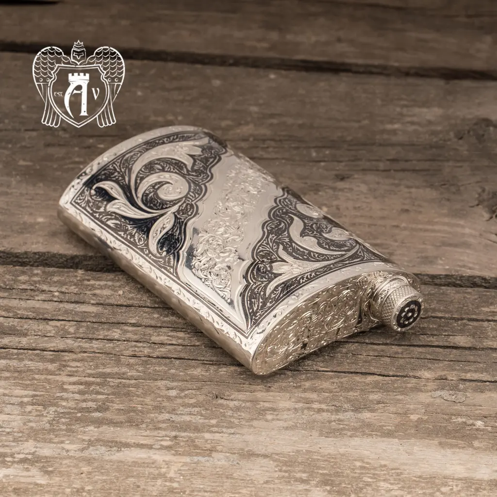 Фляжка из серебра  «Веточка» - фото 2