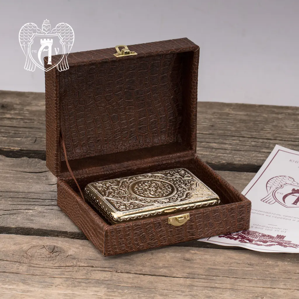 Портсигар из серебра «Gold» с золочением - фото 2