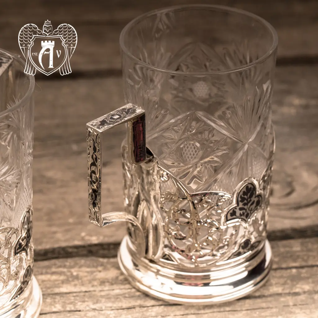 Подстаканники из серебра «Мираж» 2 шт - фото 3