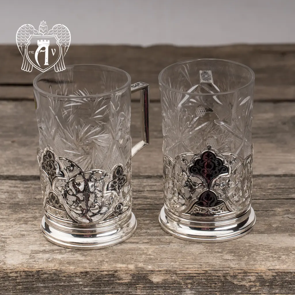 Подстаканники из серебра «Мираж» 2 шт - фото 4