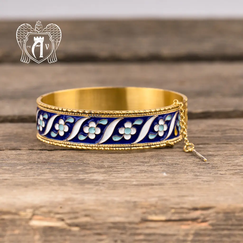 Браслет из серебра «Коко» с позолотой и эмалью - фото 2