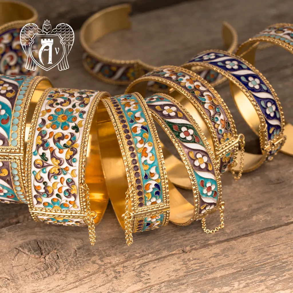 Браслет из серебра «Алита» с позолотой и эмалью - фото 2