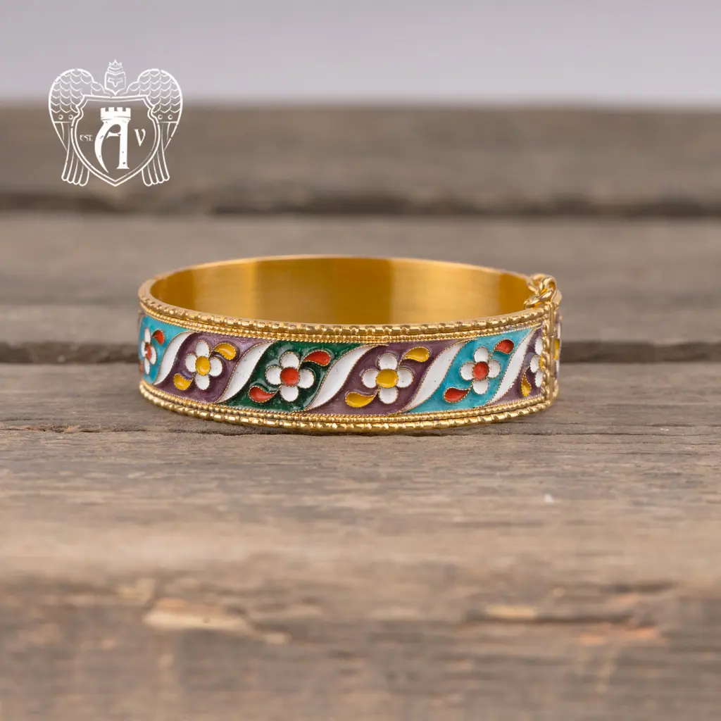 Браслет из серебра «Кристин» с позолотой и эмалью - фото 4