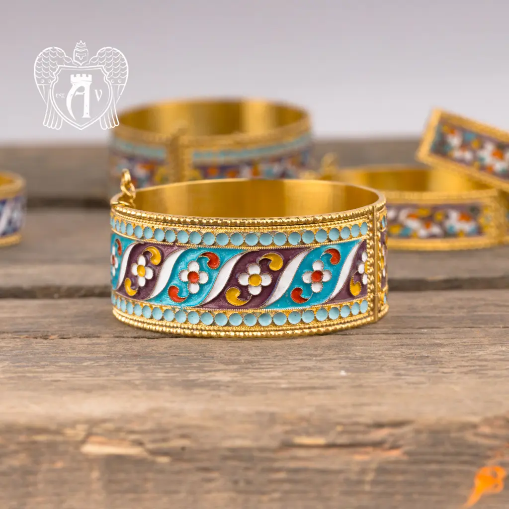 Браслет из серебра «Квилла» с позолотой и эмалью - фото 2