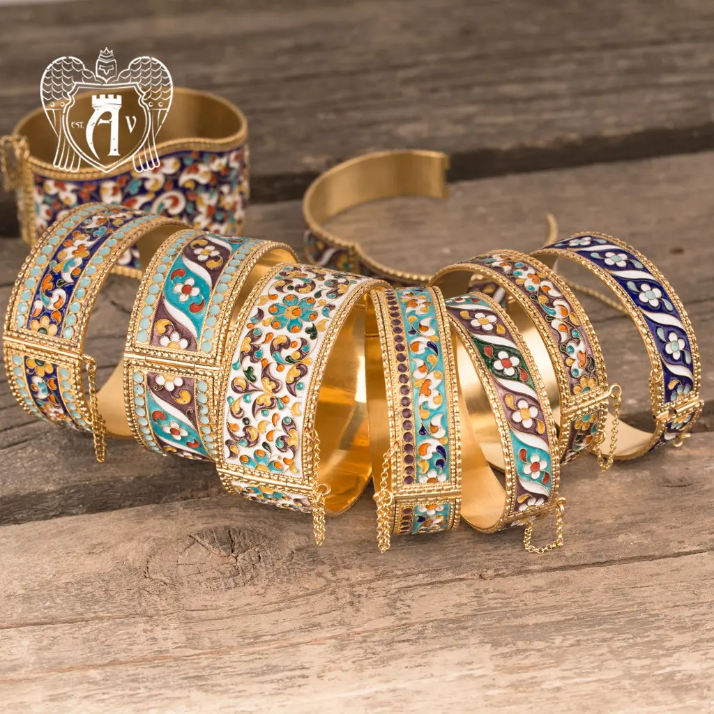 Браслет из серебра «Квилла» с позолотой и эмалью - фото 3