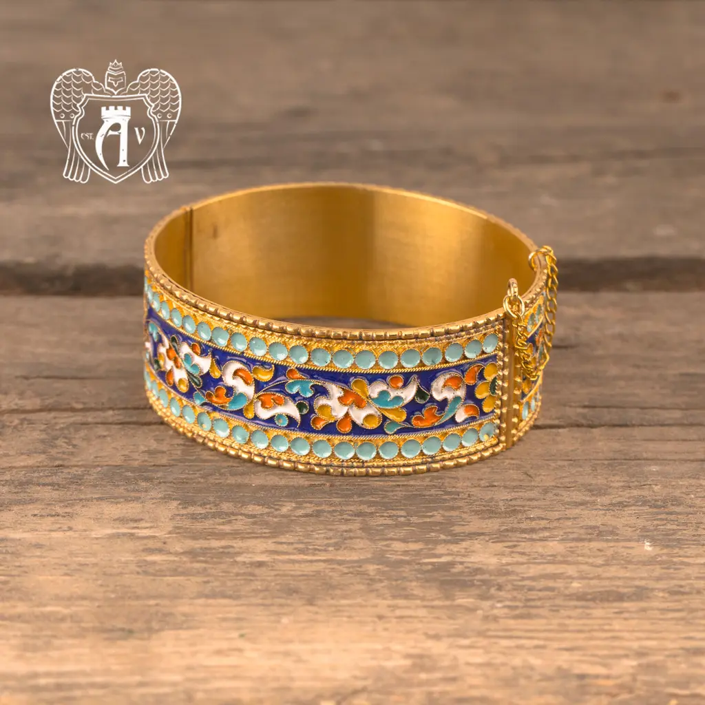 Браслет из серебра «Горянка» с позолотой и эмалью - фото 3