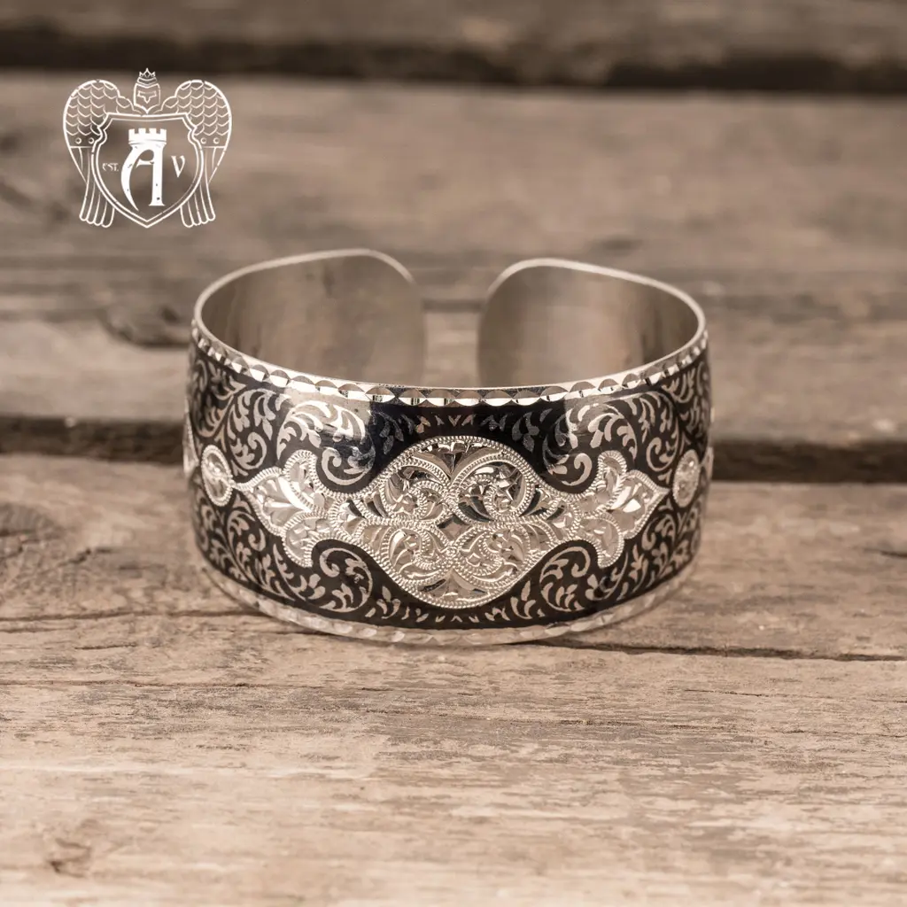 Браслет из серебра кубачинский «Модерн» с инкрустированными декоративными элементами 21100 - фото 3