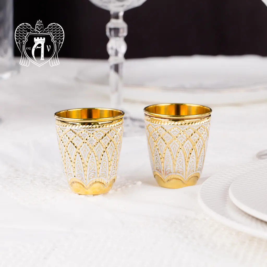 Набор  стопок  «Снежок» с белой эмалью - фото 2