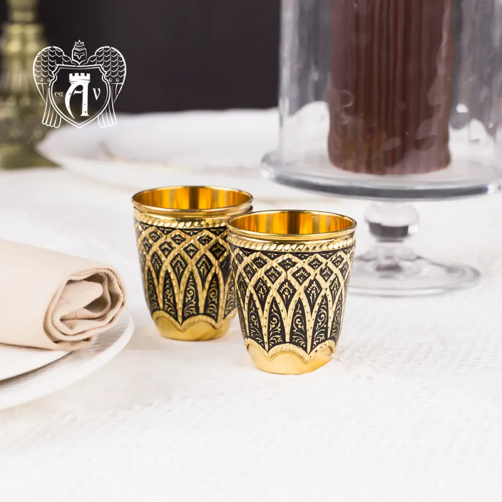 Набор  стопок  «Яхонт» с черной эмалью - фото 2