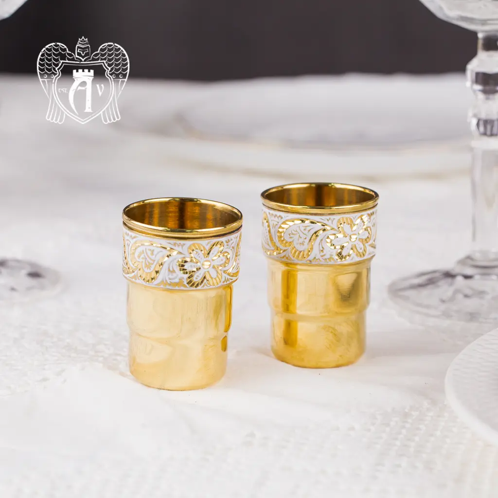 Набор  стопок  с белой эмалью - фото 2