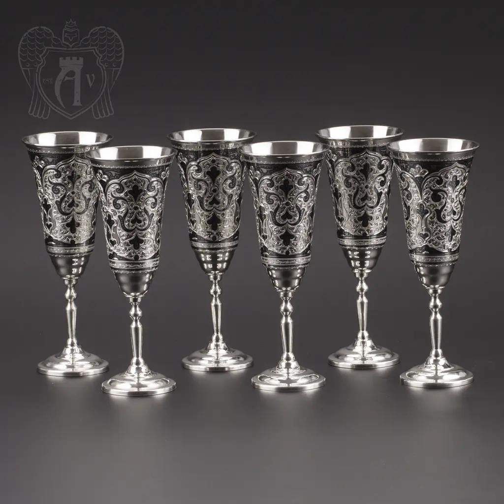 Серебряные фужеры «Мадлен» набор 6 шт - фото 2