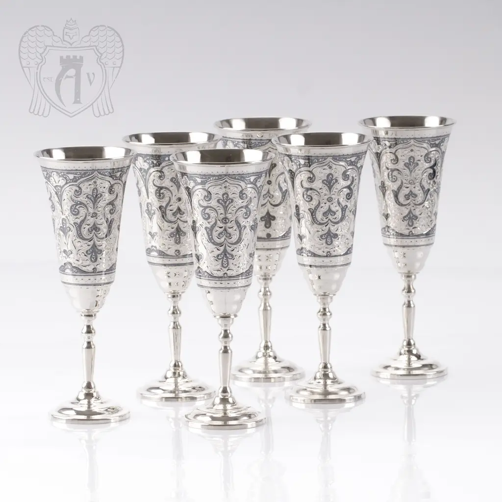 Серебряные фужеры «Мадлен» набор 6 шт - фото 3