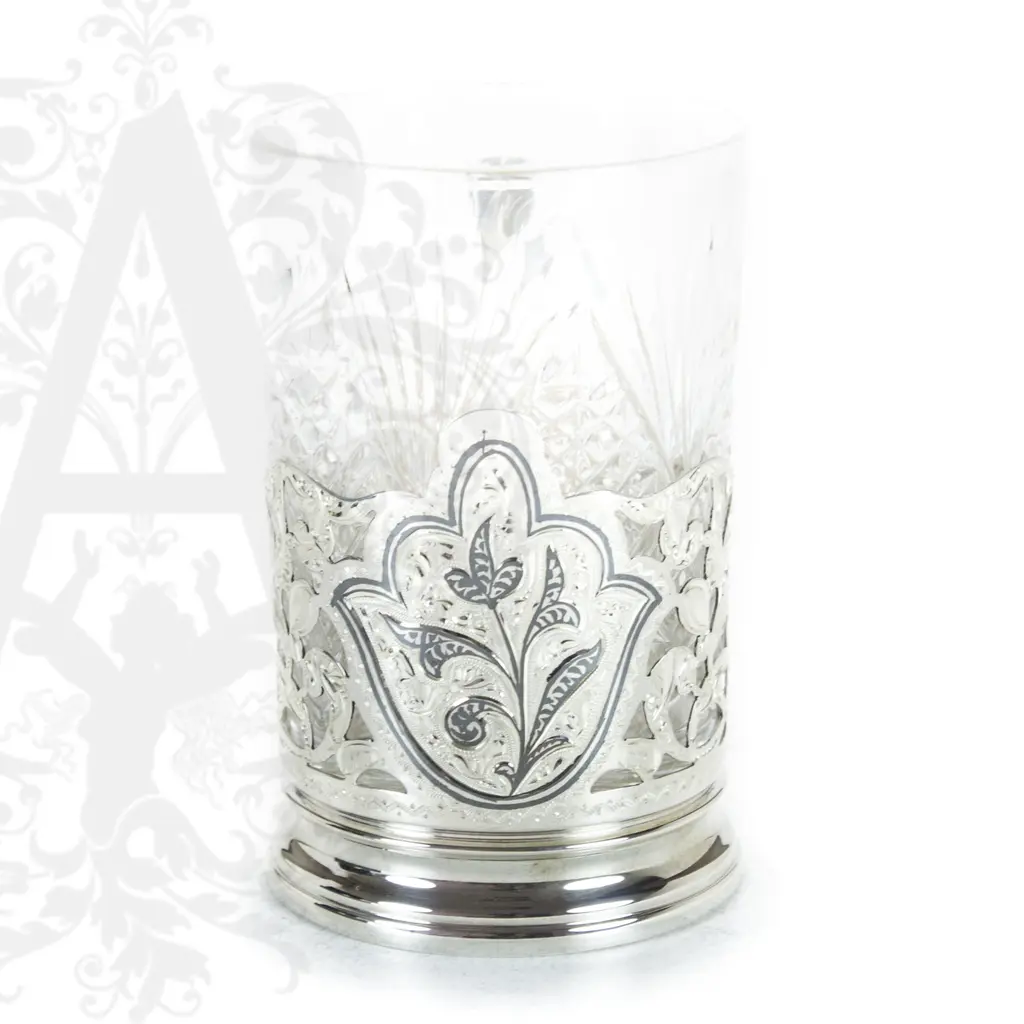 Серебряный подстаканник «Листик» 200  мл - фото 2