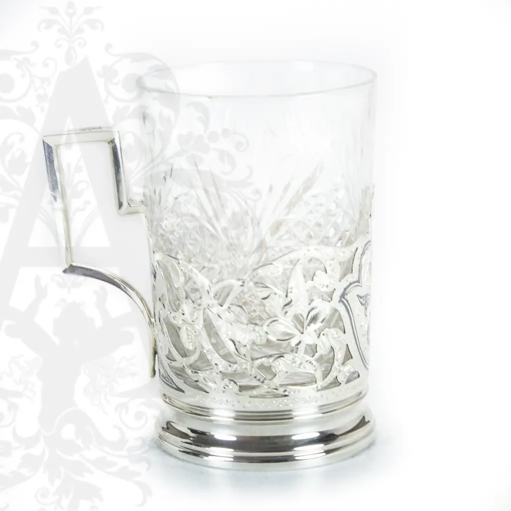 Серебряный подстаканник «Листик» 200  мл - фото 3