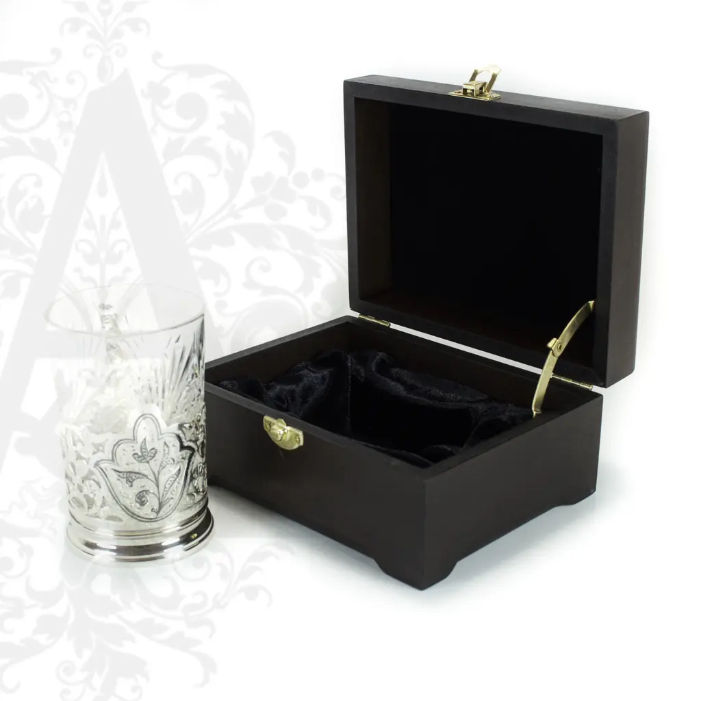 Серебряный подстаканник «Листик» 200  мл - фото 5