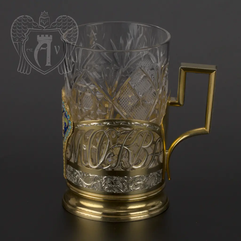 Серебряный подстаканник «Москва» с позолотой - фото 4