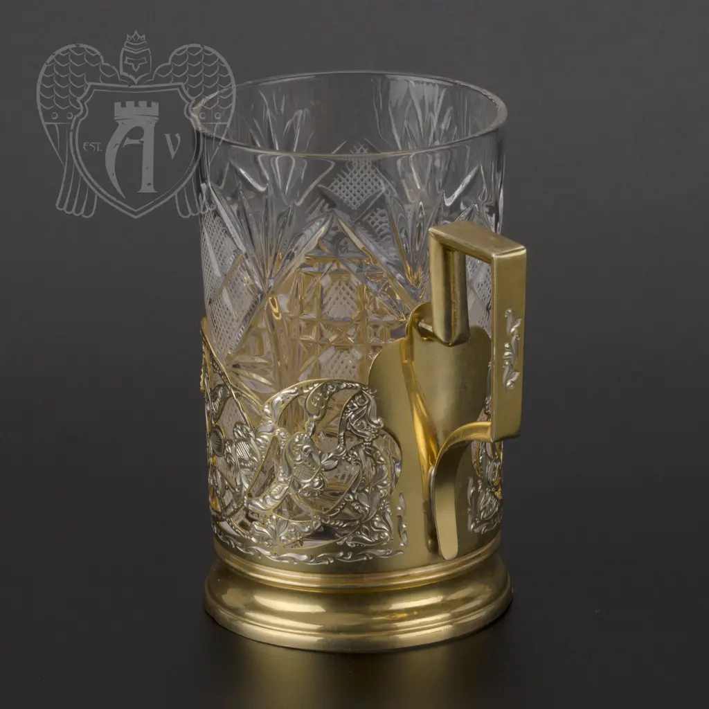 Серебряный подстаканник «Отечество» с позолотой - фото 2