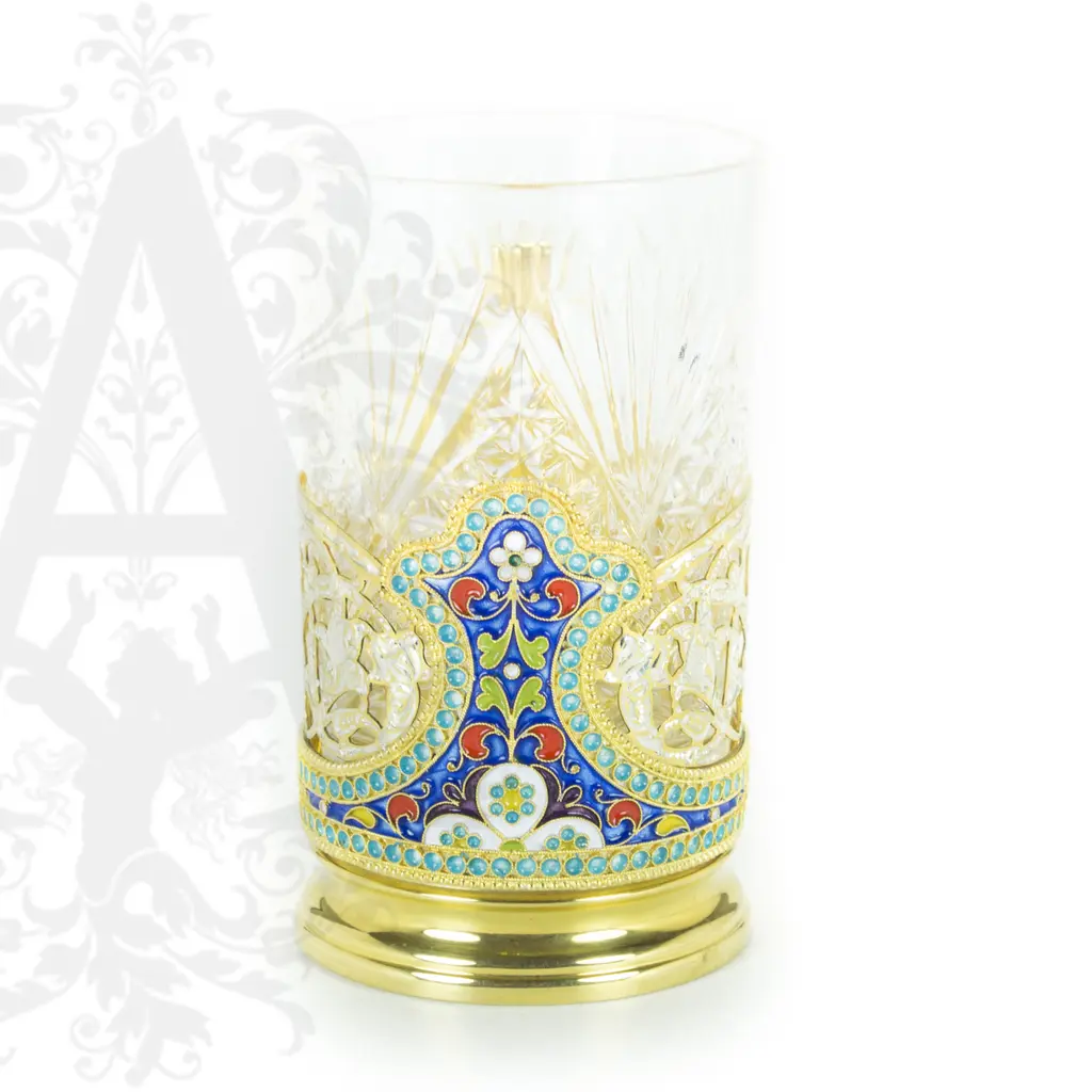 Серебряный подстаканник «Сеньор» 200  мл с позолотой - фото 4