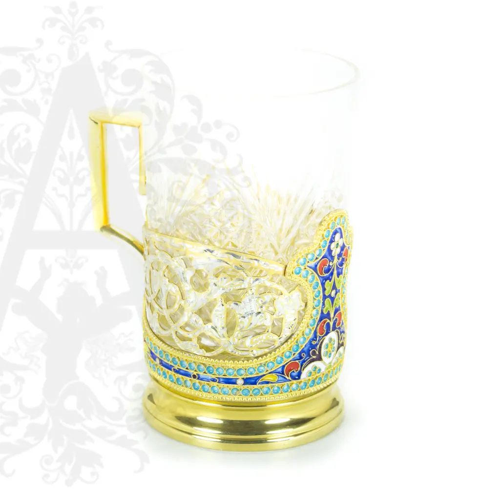 Серебряный подстаканник «Сеньор» 200  мл с позолотой - фото 3