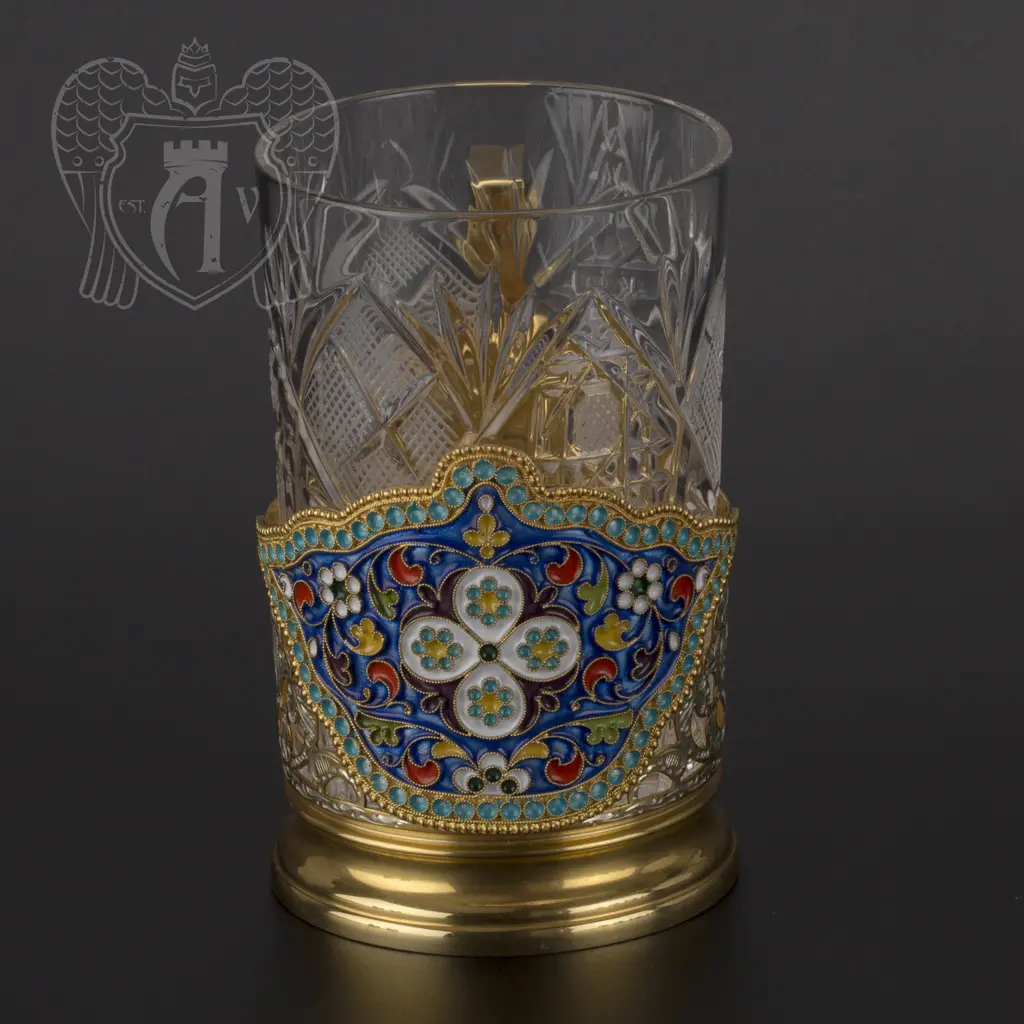 Серебряный подстаканник «Крона» с позолотой - фото 2