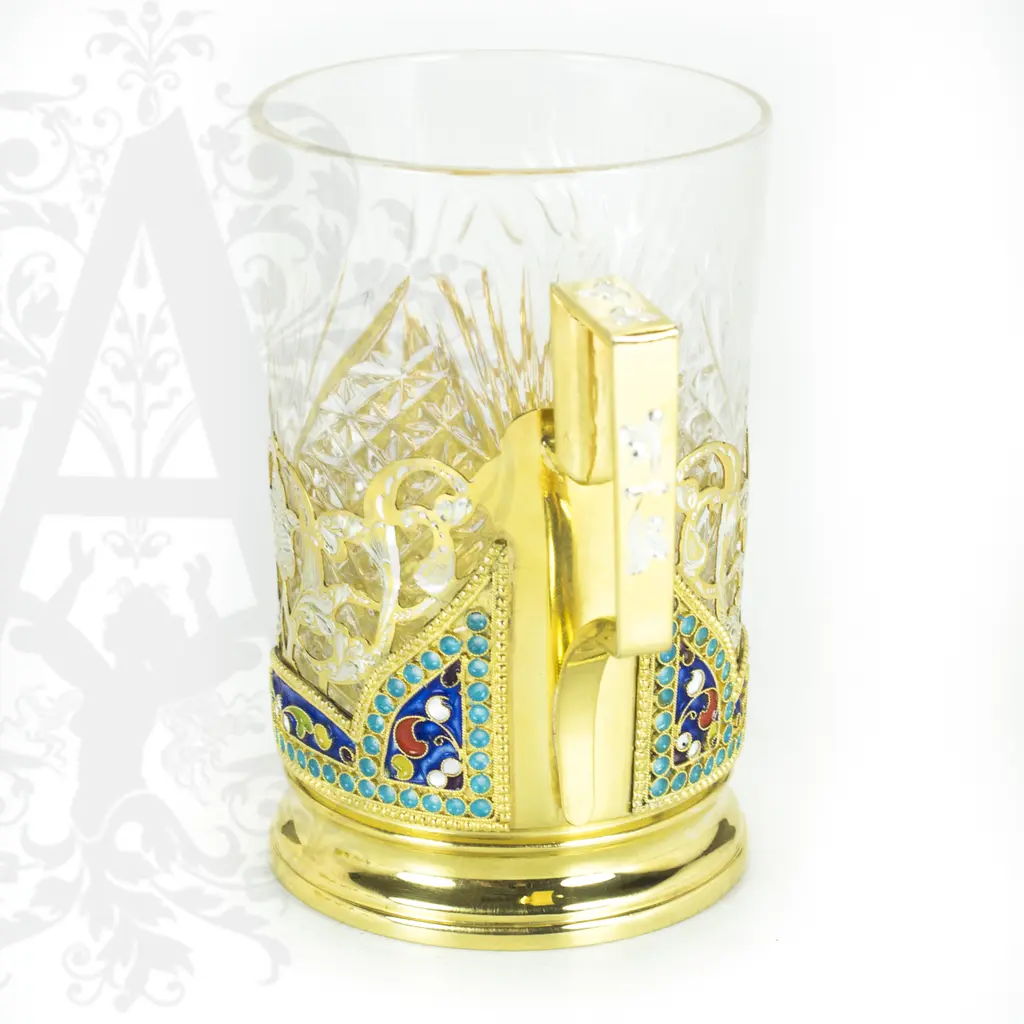 Серебряный подстаканник «Элегант» 200  мл с позолотой - фото 6