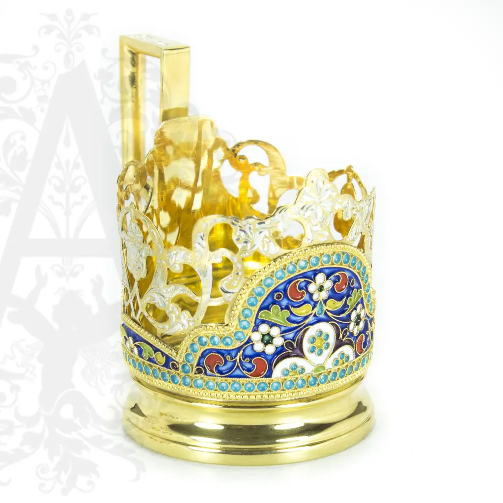 Серебряный подстаканник «Элегант» 200  мл с позолотой - фото 5