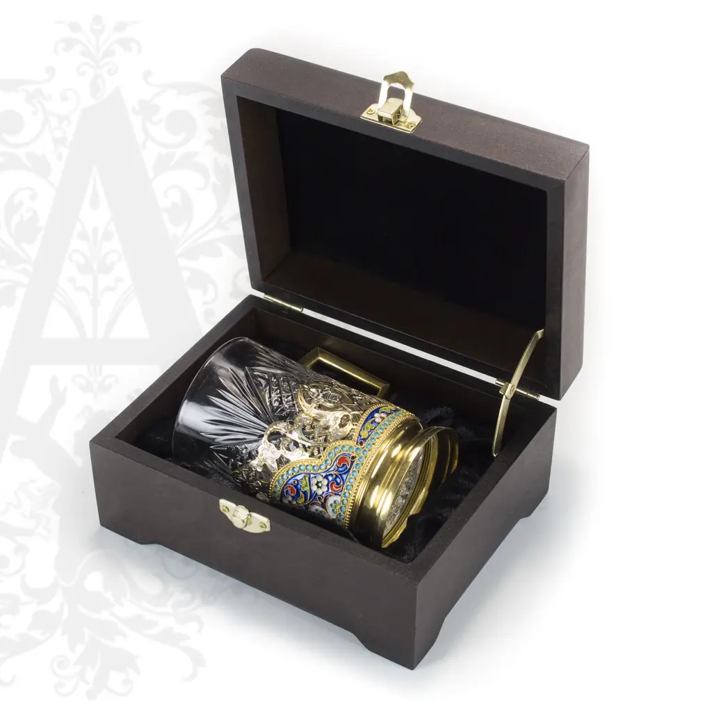 Серебряный подстаканник «Элегант» 200  мл с позолотой - фото 3