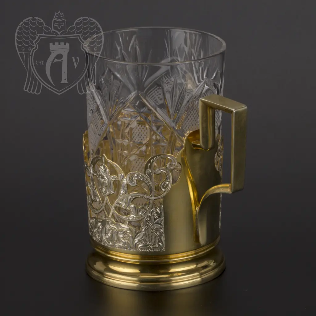 Серебряный подстаканник «Герб России» с позолотой - фото 2