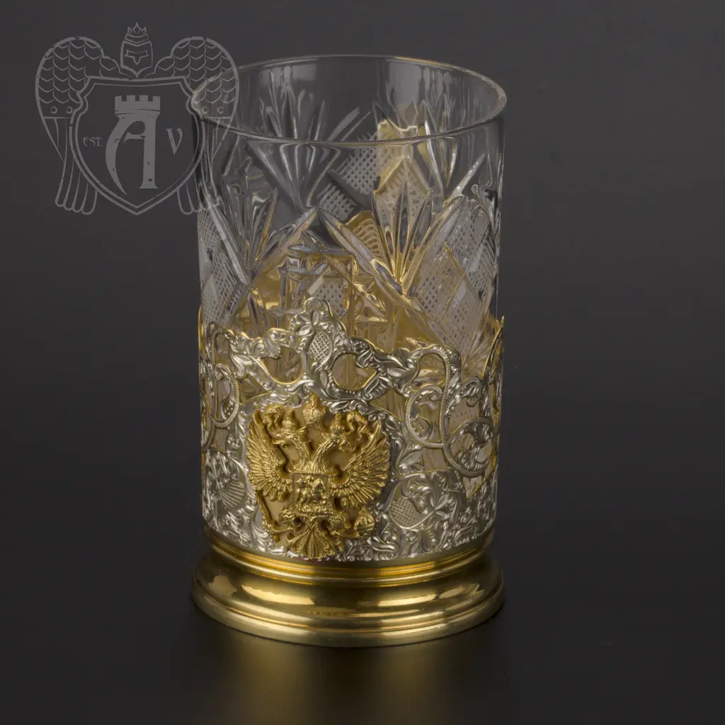 Серебряный подстаканник «Герб России» с позолотой - фото 3