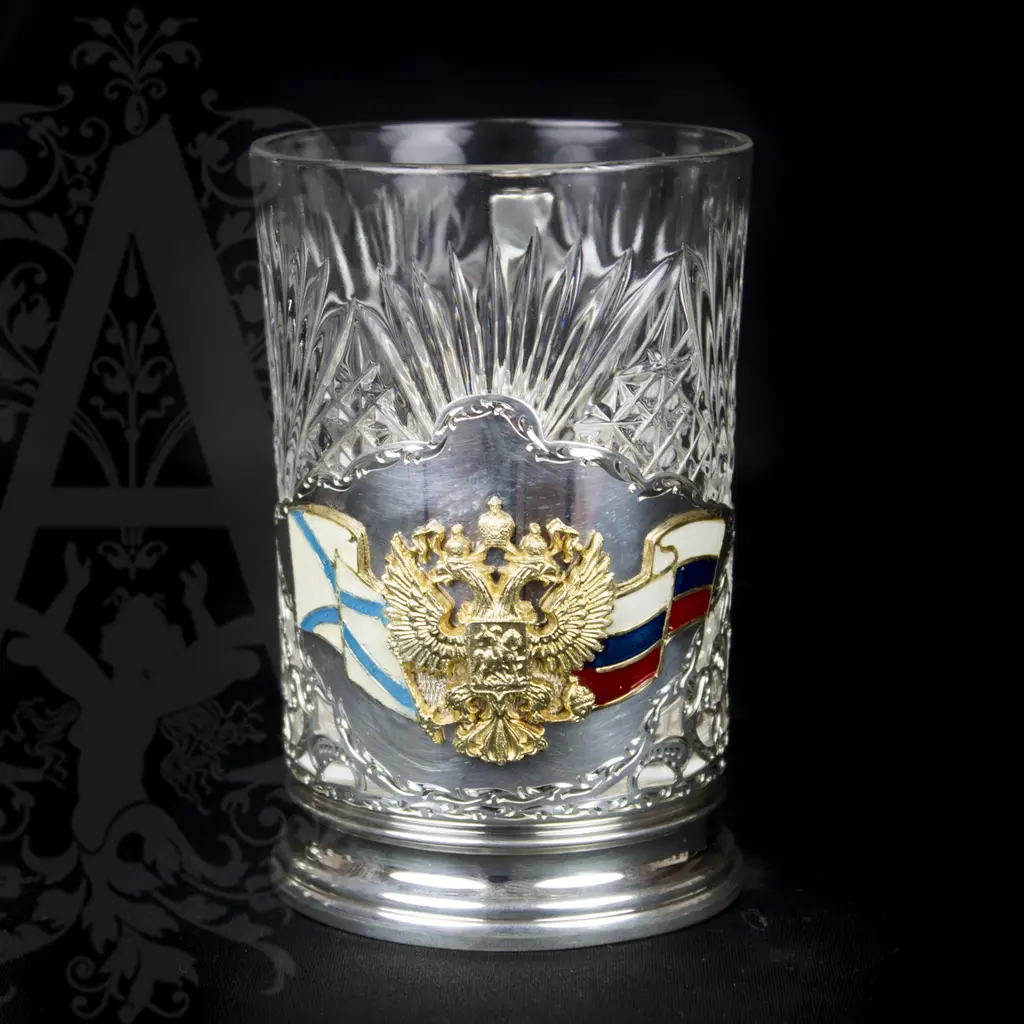 Серебряный подстаканник «ВМФ» 200 мл - фото 2