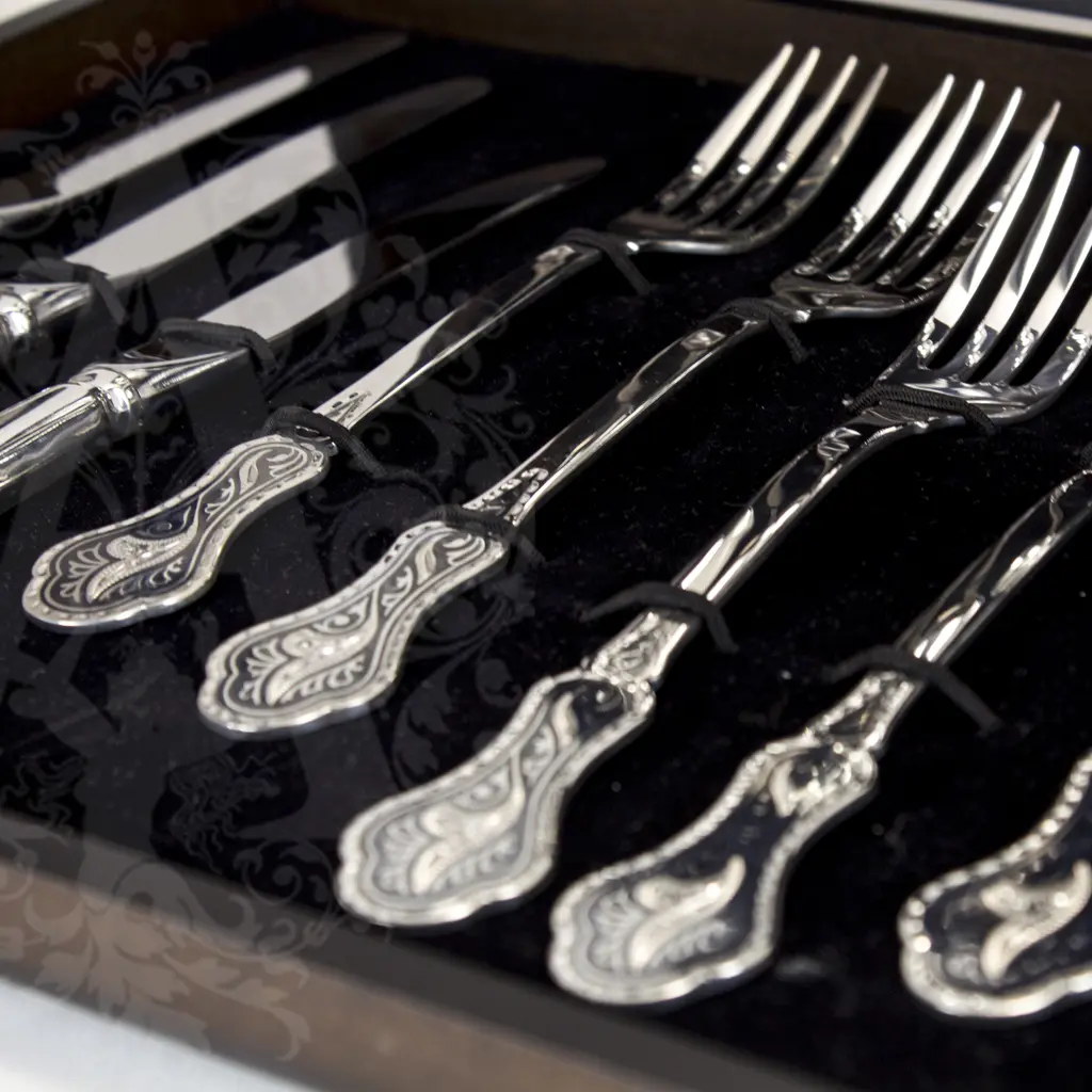 Столовый набор из серебра на 6 персон «Кубачи» 24 предмета - фото 2