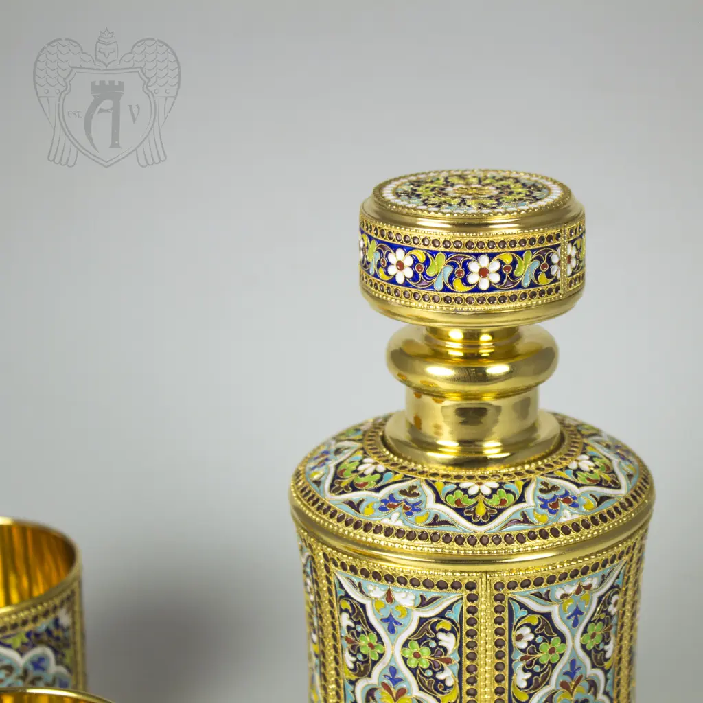 Серебряный сервиз для виски с эмалью «Ugbugan» - фото 2