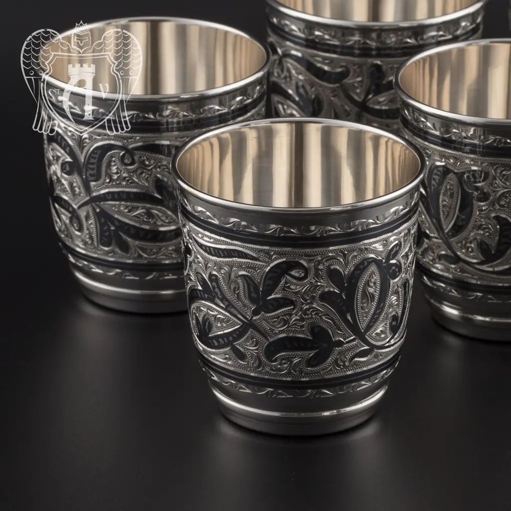 Набор серебряных стаканов «Виноград» - фото 2