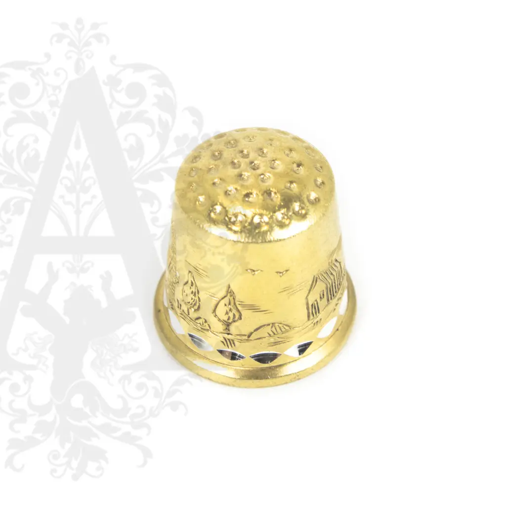 Наперсток серебряный «Мельница» с позолотой - фото 2