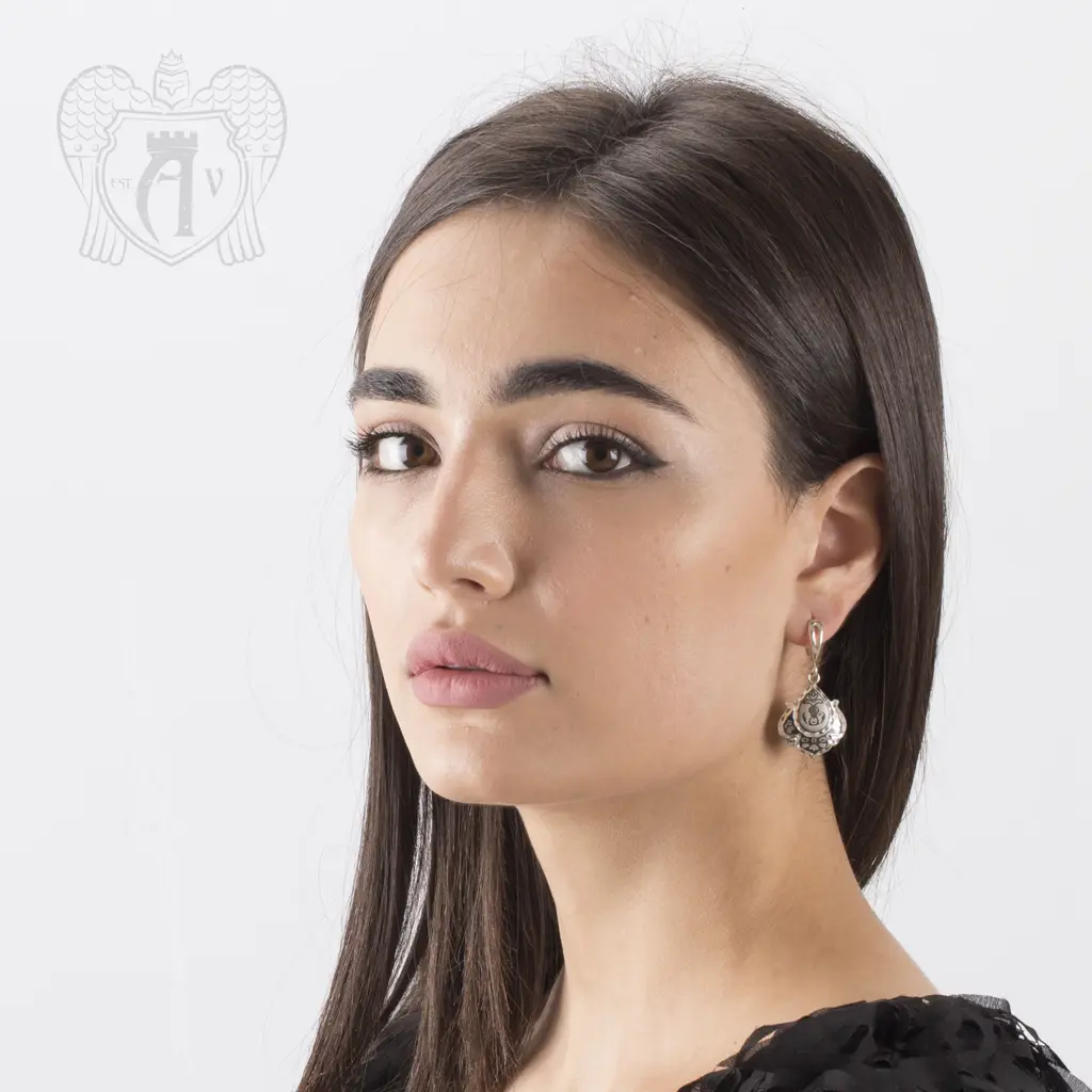 Серьги кубачинские с чернью «Нежность» - фото 3